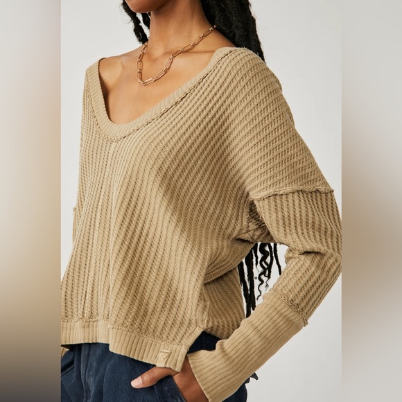 Free People We the Free New Magic Thermal Tee Golden Olive - Picture 4 of 9